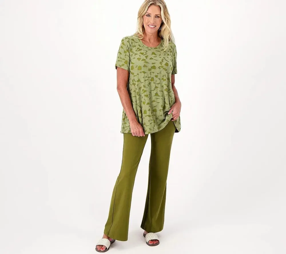 NWOT LOGO by Lori Goldstein Olive Green Regular Knit Traveler Pants Size XS